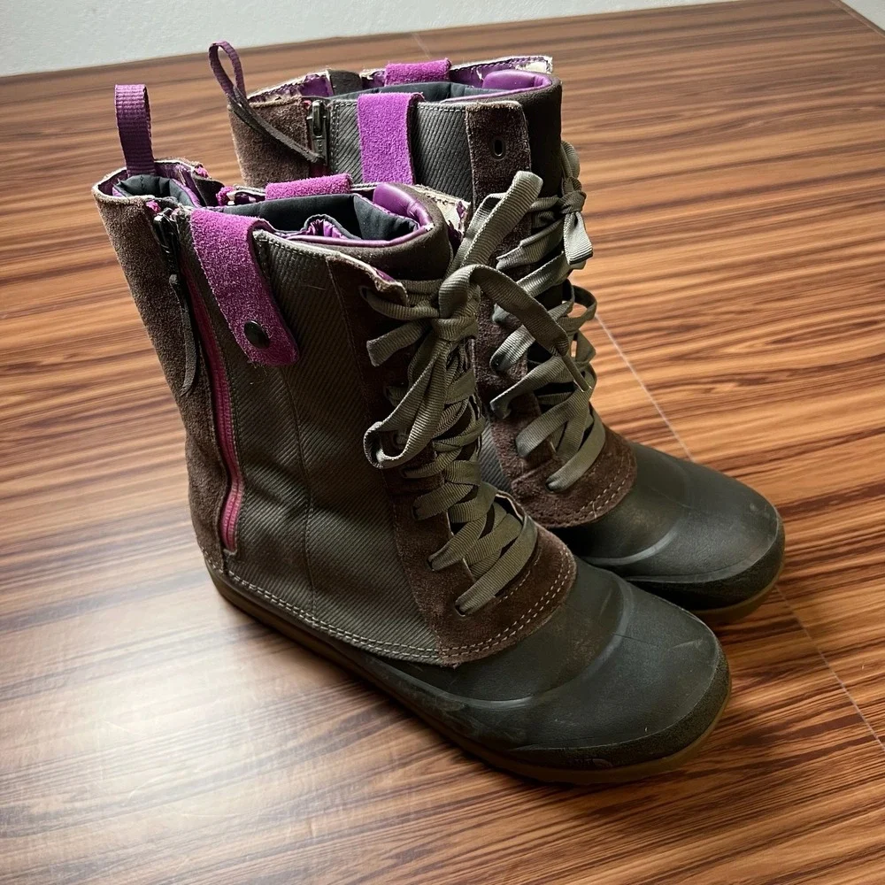 The North Face Heatseeker Boots Womens 9 Brown Purple Insulated Snow Duck Boots
